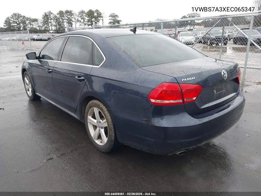 1VWBS7A3XEC065347 2014 Volkswagen Passat 1.8T Se