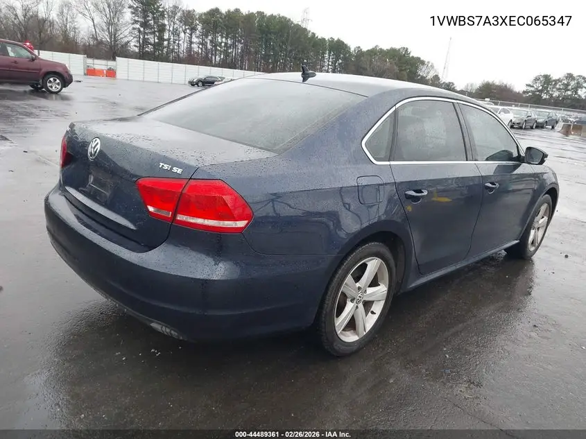 1VWBS7A3XEC065347 2014 Volkswagen Passat 1.8T Se