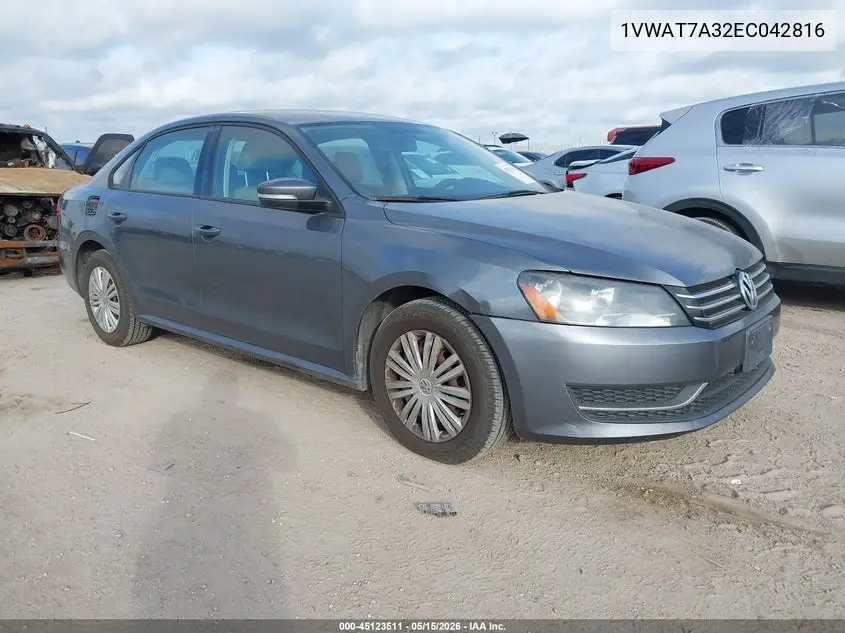 1VWAT7A32EC042816 2014 Volkswagen Passat 1.8T S