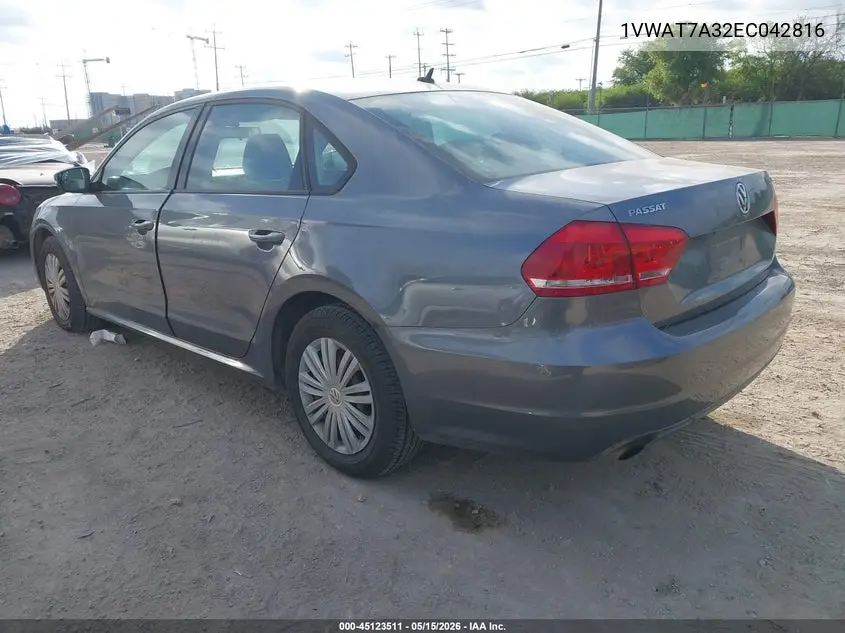 1VWAT7A32EC042816 2014 Volkswagen Passat 1.8T S
