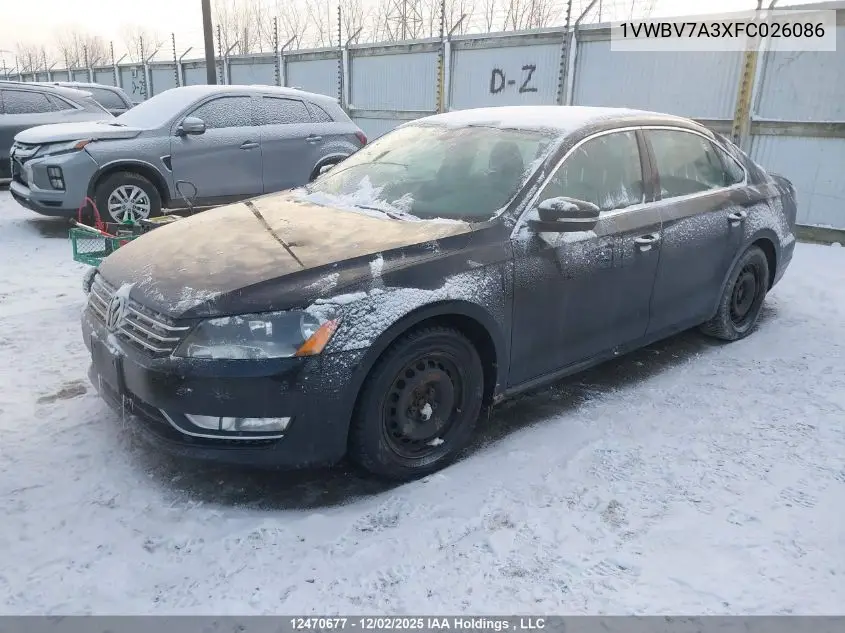 1VWBV7A3XFC026086 2015 Volkswagen Passat 2.0 Tdi Comfortline