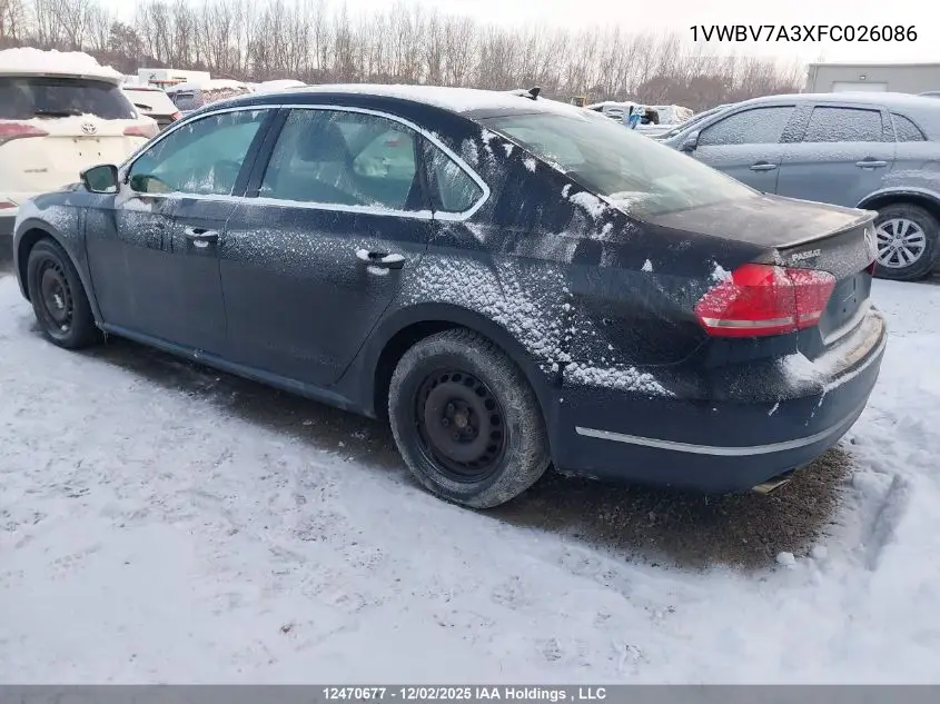 1VWBV7A3XFC026086 2015 Volkswagen Passat 2.0 Tdi Comfortline