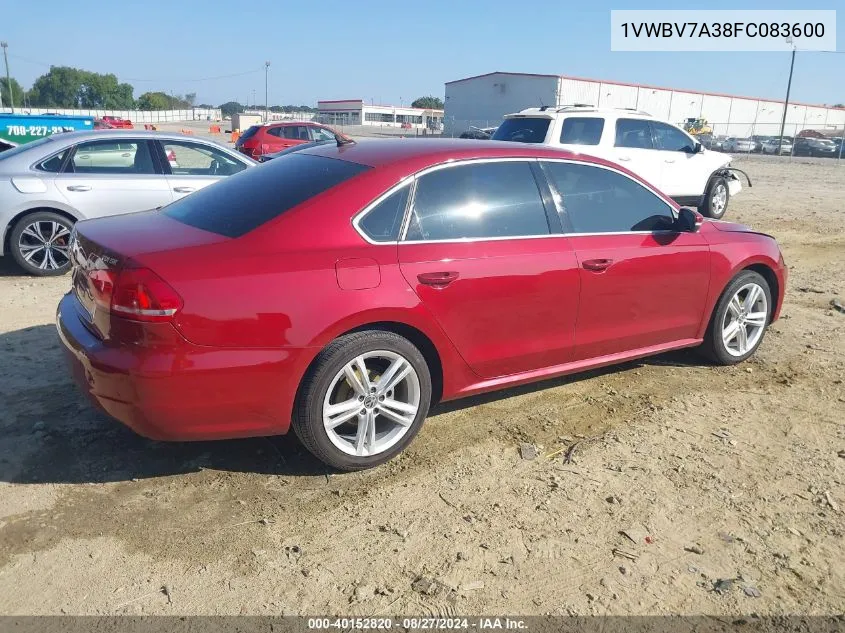 1VWBV7A38FC083600 2015 Volkswagen Passat 2.0L Tdi Se