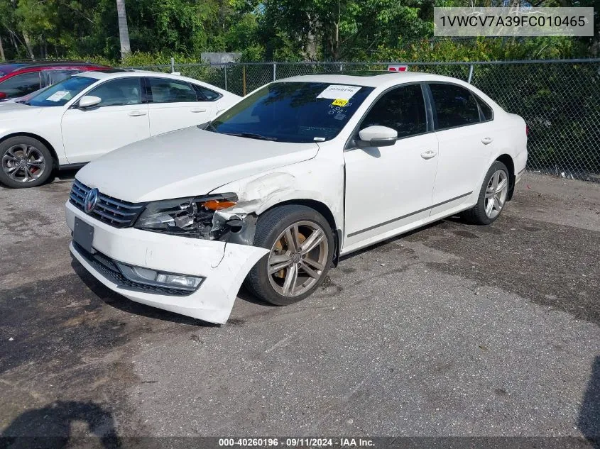 1VWCV7A39FC010465 2015 Volkswagen Passat Sel