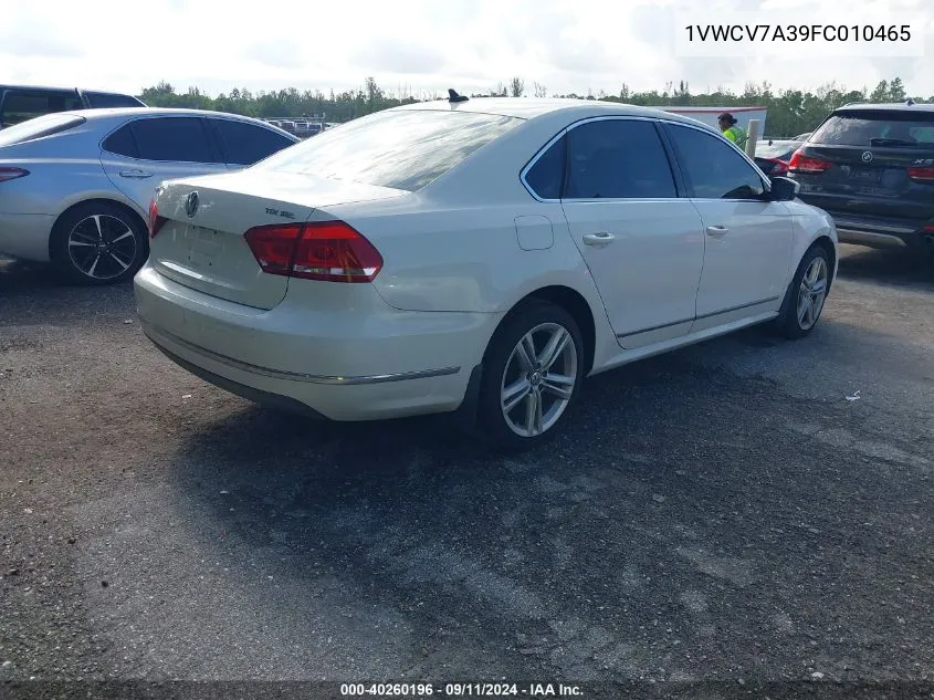 1VWCV7A39FC010465 2015 Volkswagen Passat Sel