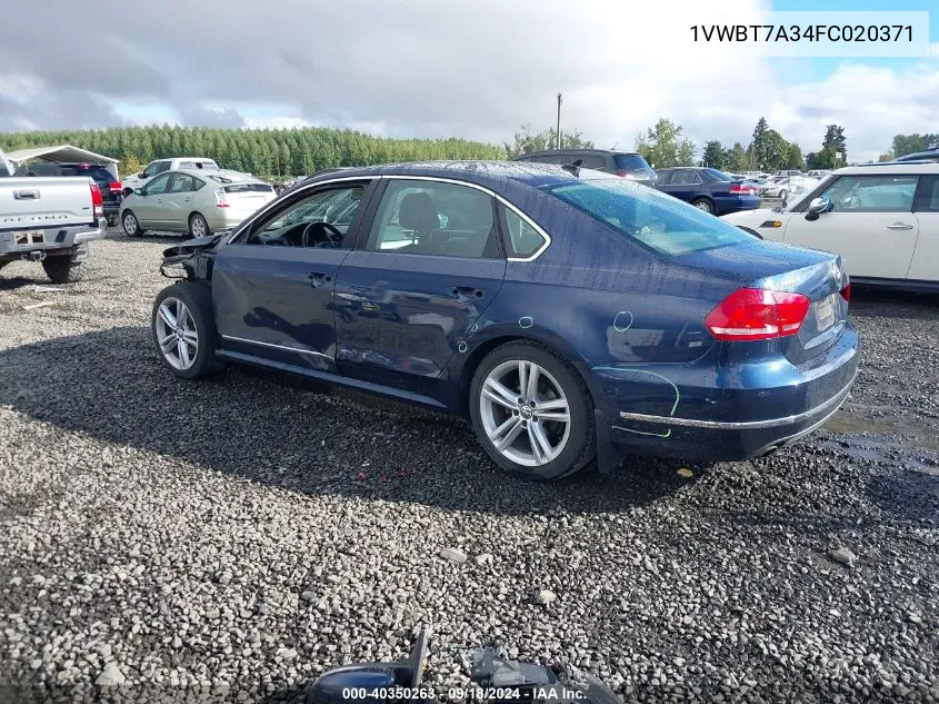 1VWBT7A34FC020371 2015 Volkswagen Passat 1.8T Se