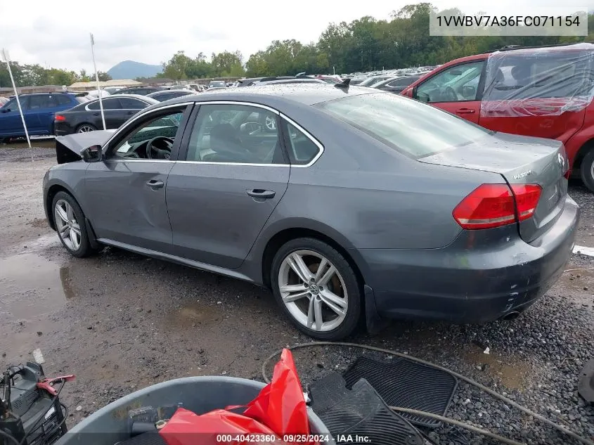 1VWBV7A36FC071154 2015 Volkswagen Passat 2.0L Tdi Se