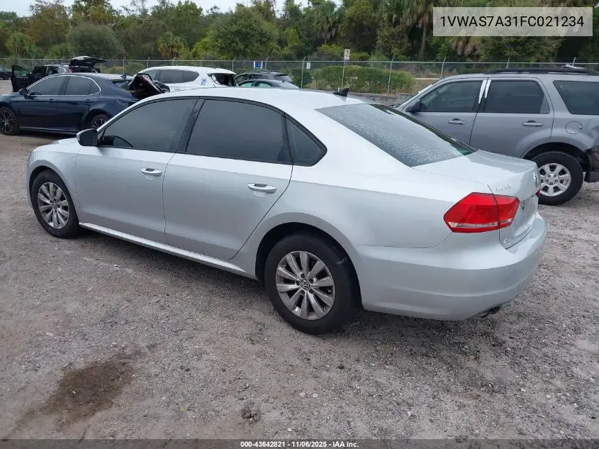 1VWAS7A31FC021234 2015 Volkswagen Passat 1.8T Wolfsburg Edition