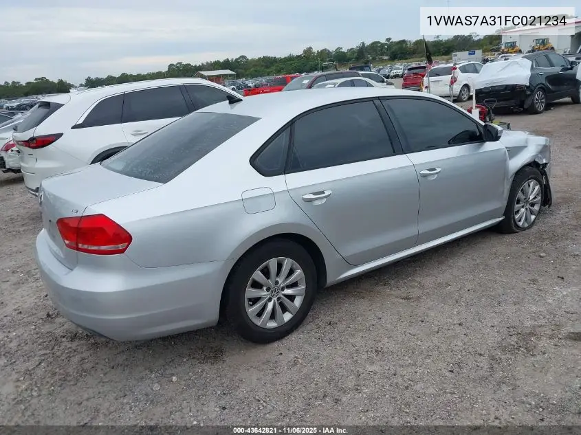 1VWAS7A31FC021234 2015 Volkswagen Passat 1.8T Wolfsburg Edition