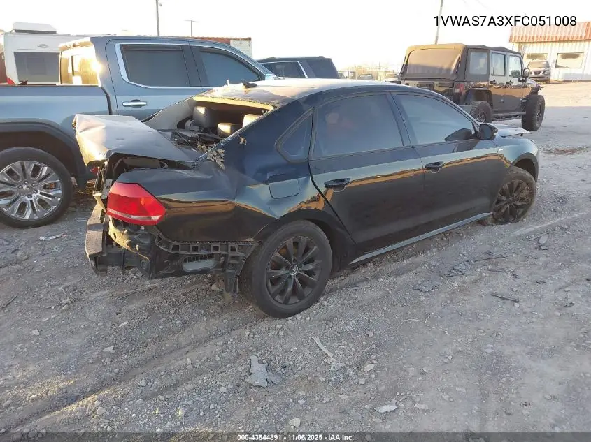 1VWAS7A3XFC051008 2015 Volkswagen Passat 1.8T Wolfsburg Edition