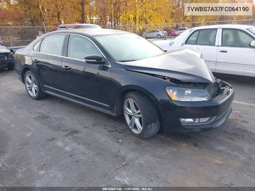 1VWBS7A37FC064190 2015 Volkswagen Passat 1.8T Se