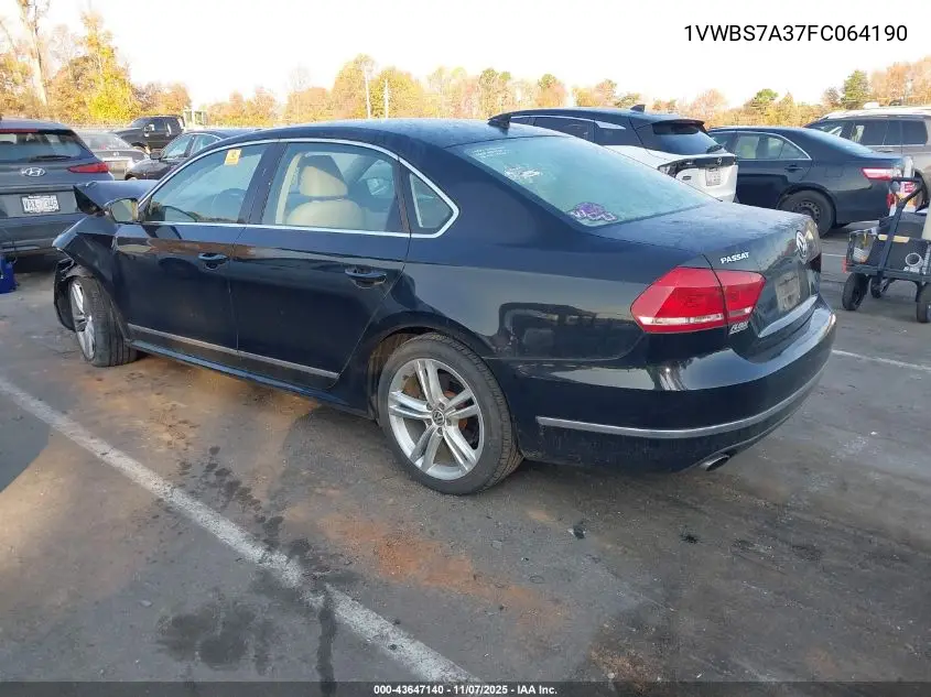 1VWBS7A37FC064190 2015 Volkswagen Passat 1.8T Se