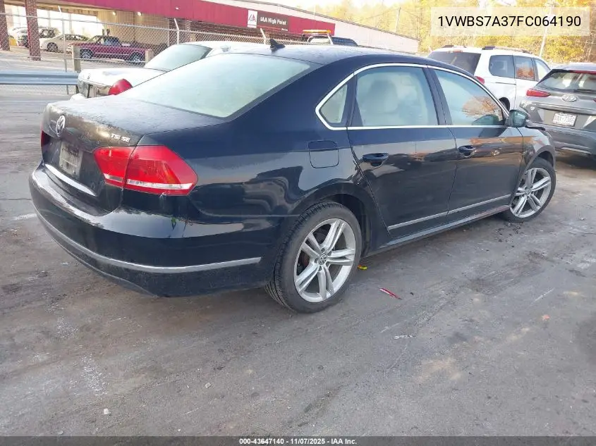 1VWBS7A37FC064190 2015 Volkswagen Passat 1.8T Se