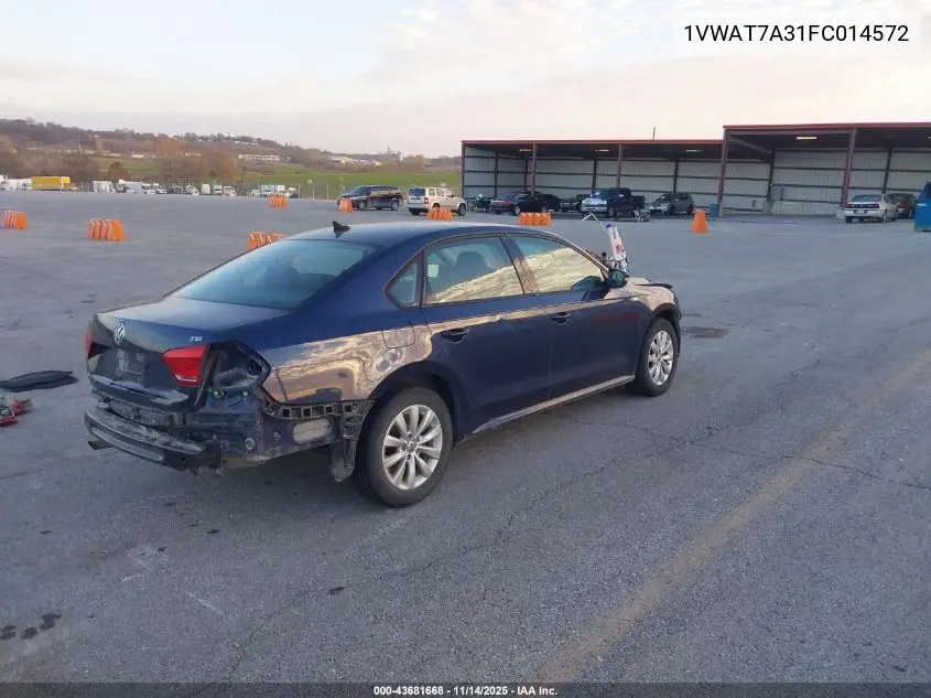 1VWAT7A31FC014572 2015 Volkswagen Passat 1.8T Wolfsburg Edition