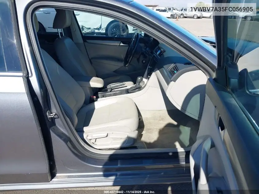 1VWBV7A35FC056905 2015 Volkswagen Passat 2.0L Tdi Se