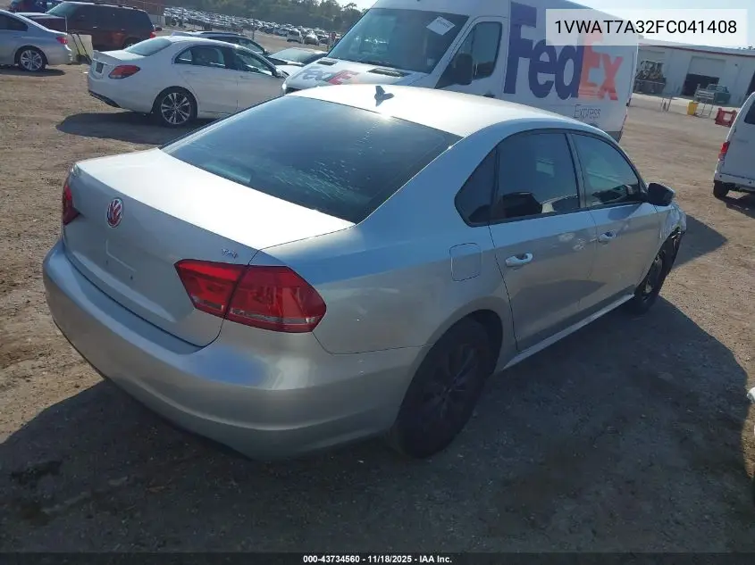 1VWAT7A32FC041408 2015 Volkswagen Passat 1.8T Wolfsburg Edition