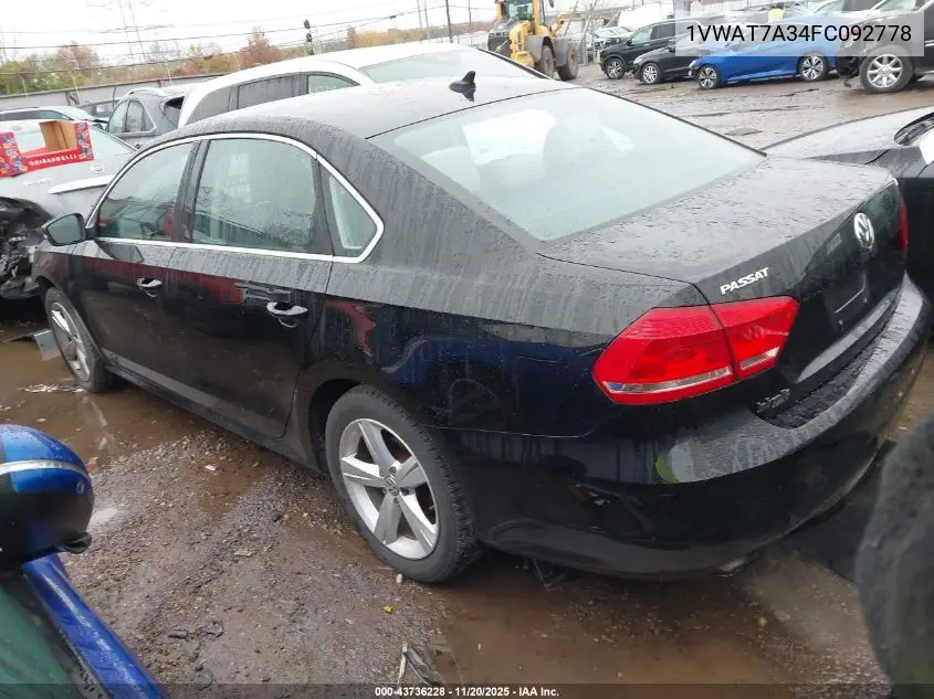 1VWAT7A34FC092778 2015 Volkswagen Passat 1.8T Limited Edition