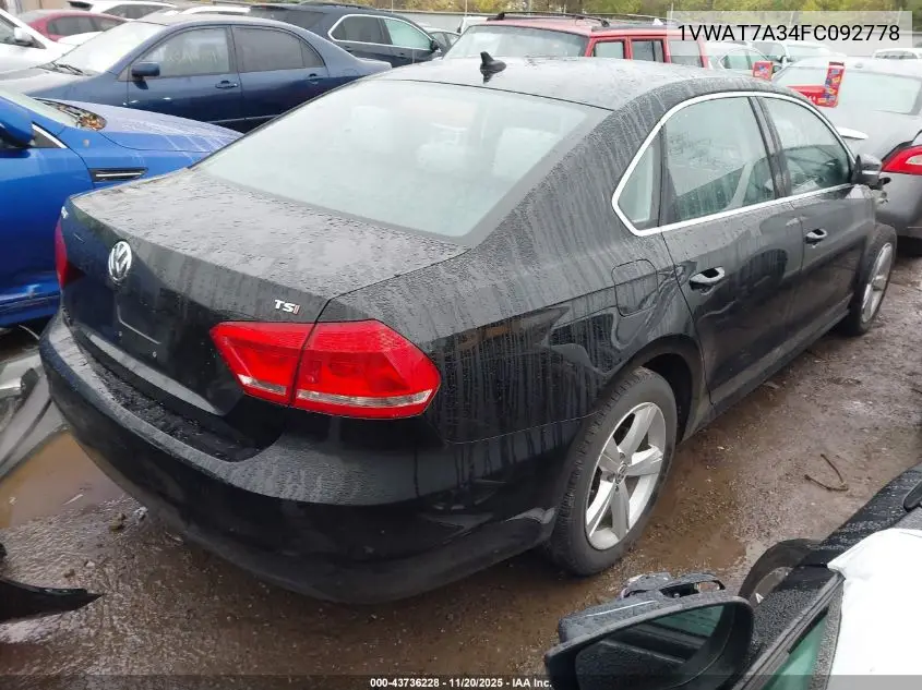 1VWAT7A34FC092778 2015 Volkswagen Passat 1.8T Limited Edition