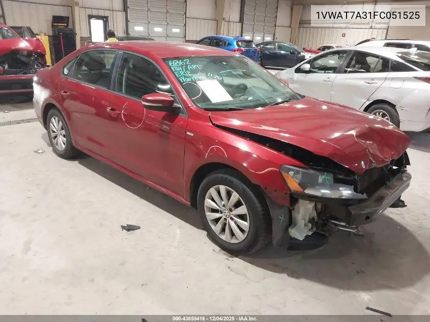 1VWAT7A31FC051525 2015 Volkswagen Passat 1.8T Wolfsburg Edition