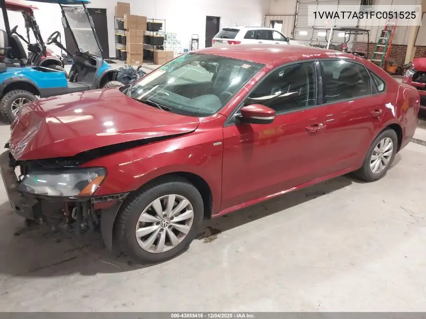 1VWAT7A31FC051525 2015 Volkswagen Passat 1.8T Wolfsburg Edition