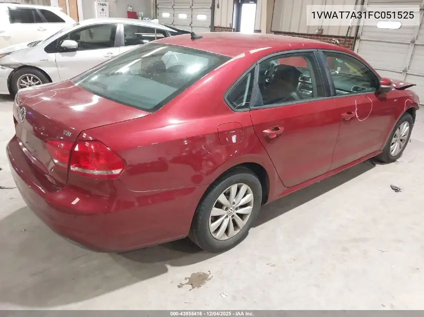 1VWAT7A31FC051525 2015 Volkswagen Passat 1.8T Wolfsburg Edition