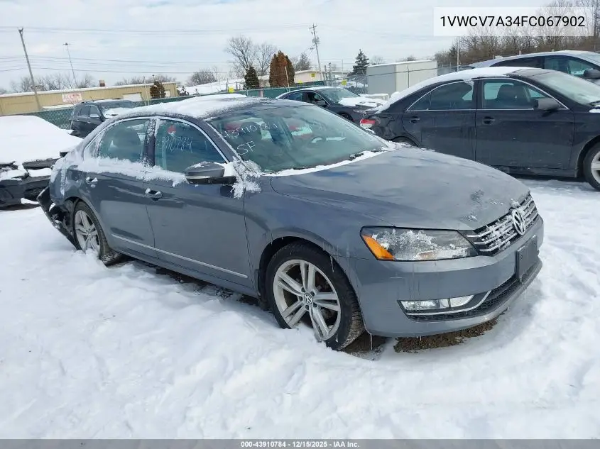 1VWCV7A34FC067902 2015 Volkswagen Passat 2.0L Tdi Sel Premium