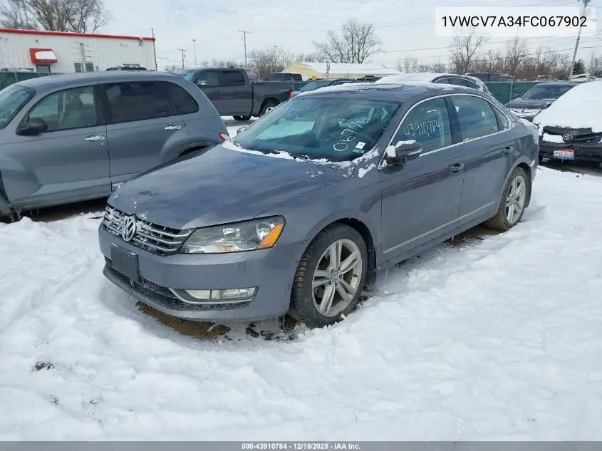 1VWCV7A34FC067902 2015 Volkswagen Passat 2.0L Tdi Sel Premium