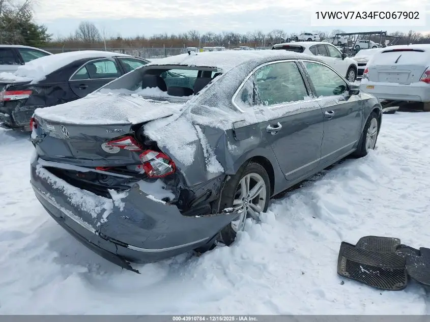 1VWCV7A34FC067902 2015 Volkswagen Passat 2.0L Tdi Sel Premium