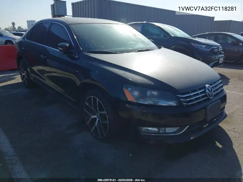 1VWCV7A32FC118281 2015 Volkswagen Passat 2.0L Tdi Sel Premium