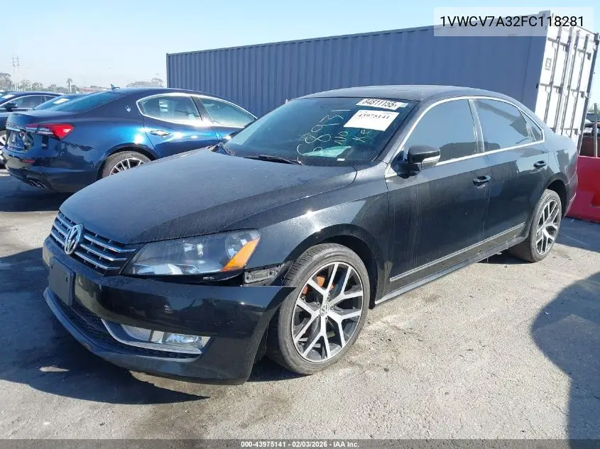 1VWCV7A32FC118281 2015 Volkswagen Passat 2.0L Tdi Sel Premium