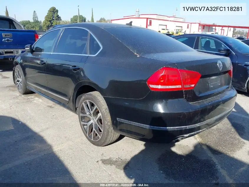 1VWCV7A32FC118281 2015 Volkswagen Passat 2.0L Tdi Sel Premium