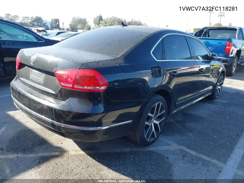 1VWCV7A32FC118281 2015 Volkswagen Passat 2.0L Tdi Sel Premium