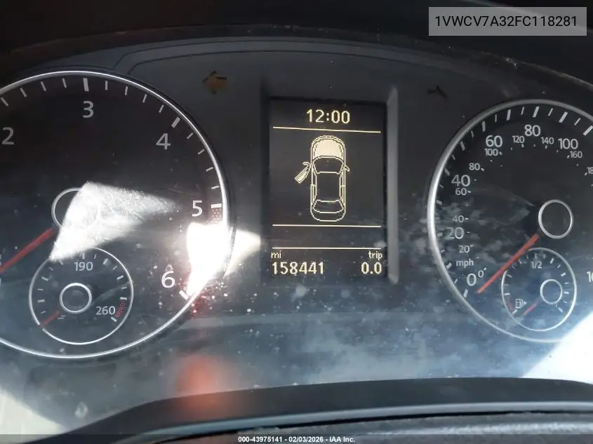 1VWCV7A32FC118281 2015 Volkswagen Passat 2.0L Tdi Sel Premium