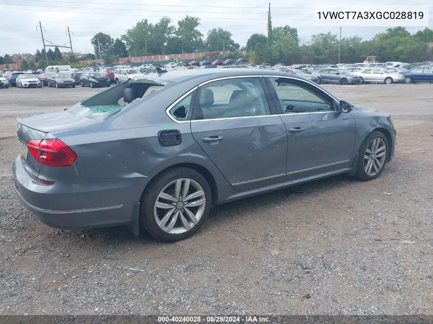 1VWCT7A3XGC028819 2016 Volkswagen Passat 1.8T Sel