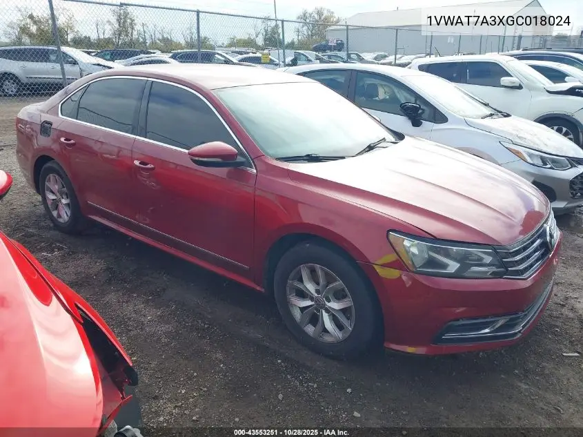1VWAT7A3XGC018024 2016 Volkswagen Passat 1.8T S