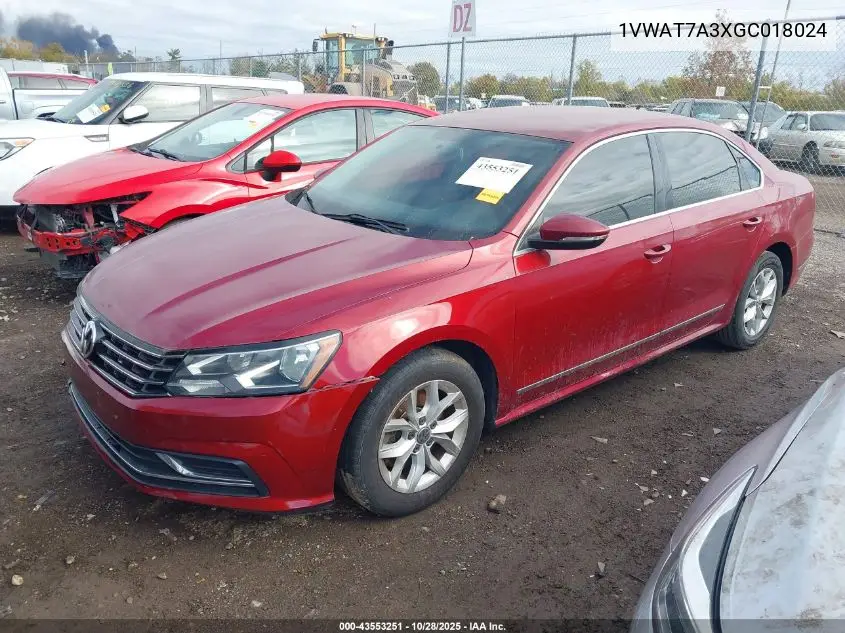 1VWAT7A3XGC018024 2016 Volkswagen Passat 1.8T S