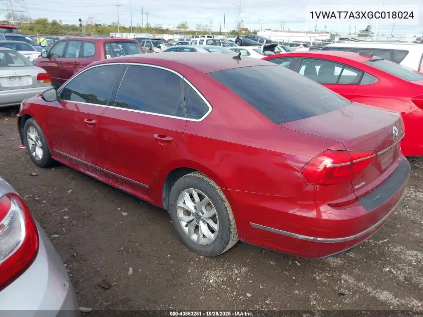 1VWAT7A3XGC018024 2016 Volkswagen Passat 1.8T S