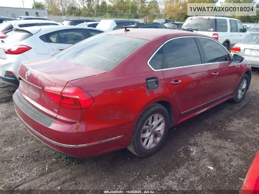 1VWAT7A3XGC018024 2016 Volkswagen Passat 1.8T S