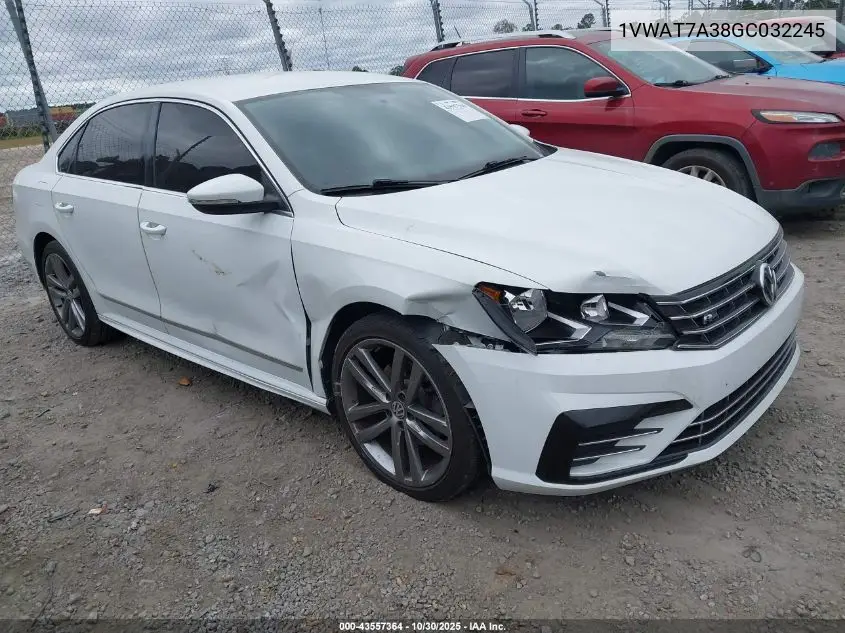 1VWAT7A38GC032245 2016 Volkswagen Passat 1.8T R-Line
