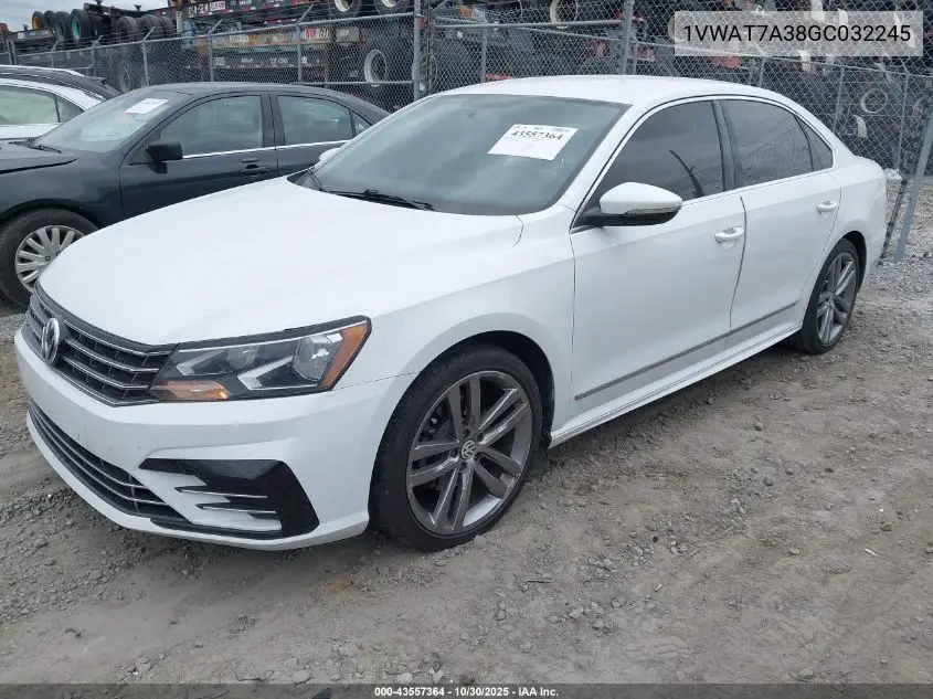 1VWAT7A38GC032245 2016 Volkswagen Passat 1.8T R-Line