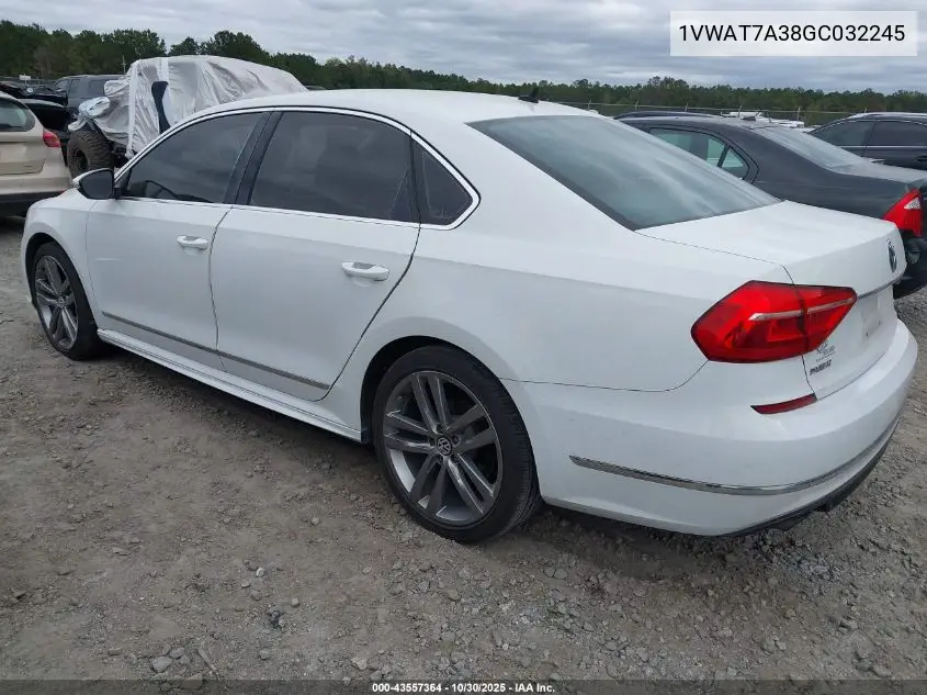 1VWAT7A38GC032245 2016 Volkswagen Passat 1.8T R-Line