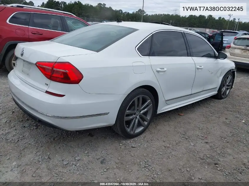 1VWAT7A38GC032245 2016 Volkswagen Passat 1.8T R-Line
