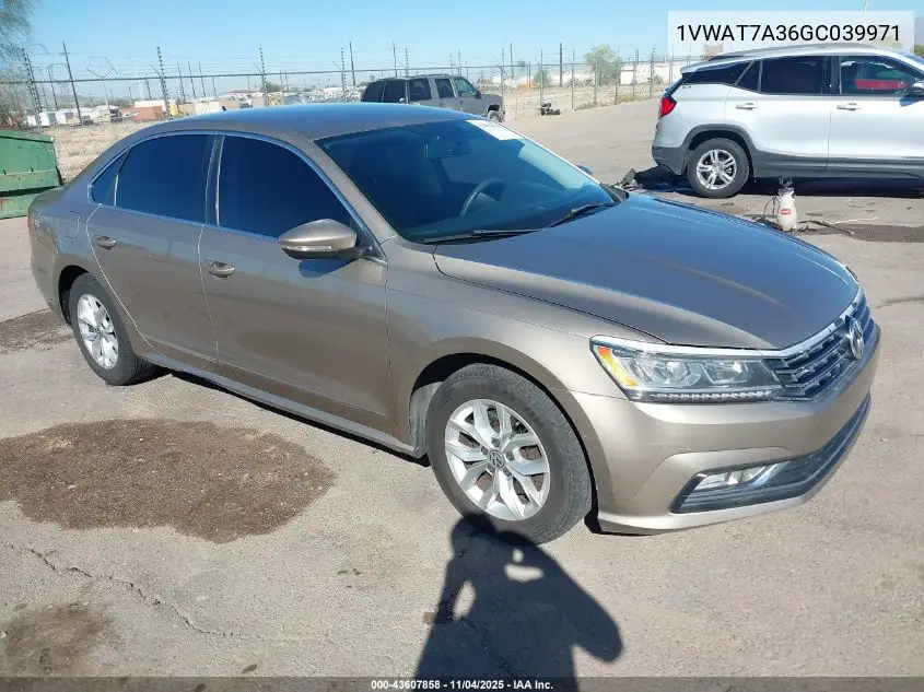 1VWAT7A36GC039971 2016 Volkswagen Passat 1.8T S