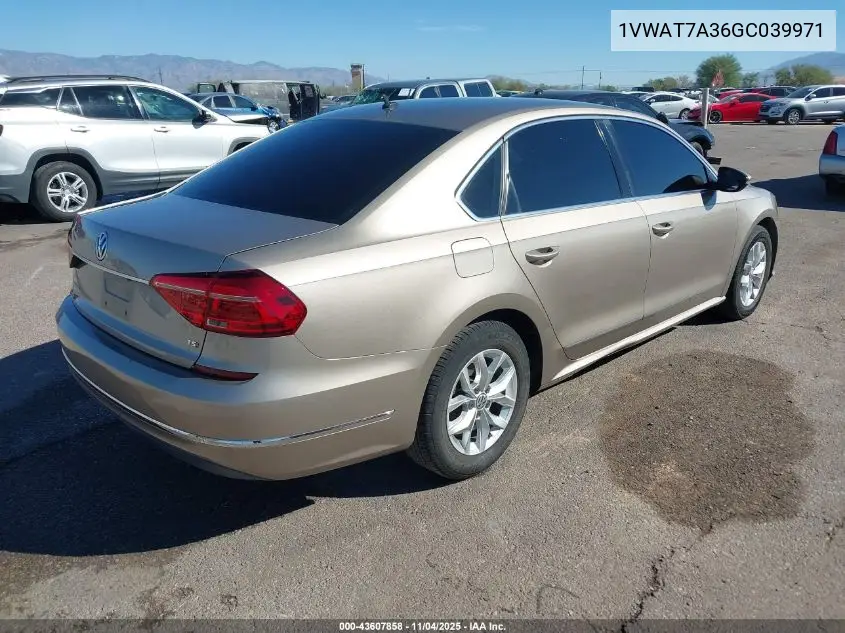 1VWAT7A36GC039971 2016 Volkswagen Passat 1.8T S