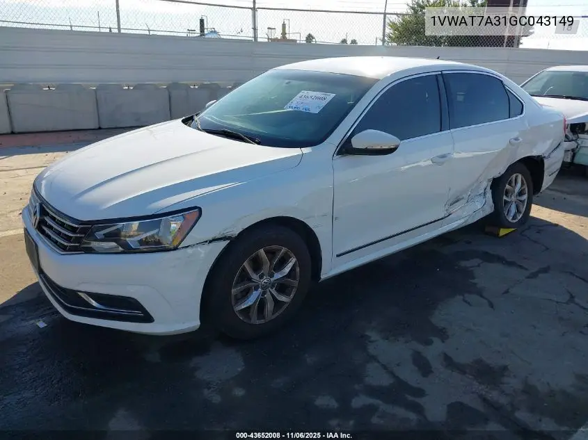 1VWAT7A31GC043149 2016 Volkswagen Passat 1.8T S