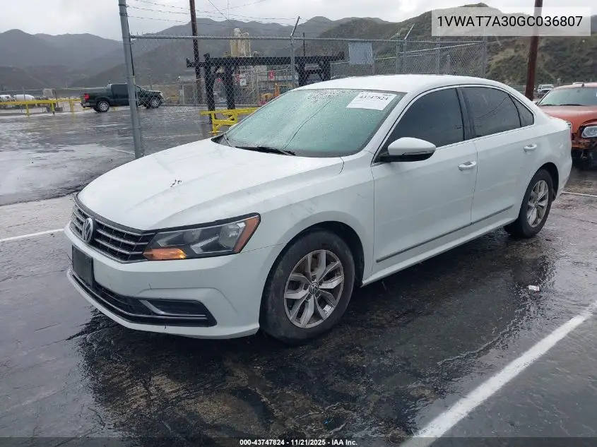 1VWAT7A30GC036807 2016 Volkswagen Passat 1.8T S