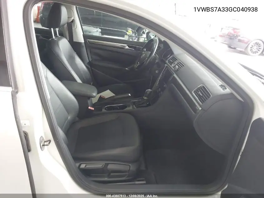 1VWBS7A33GC040938 2016 Volkswagen Passat 1.8T Se