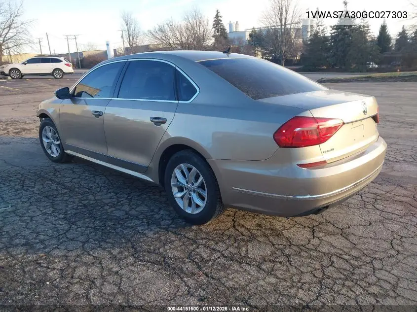 1VWAS7A30GC027303 2016 Volkswagen Passat 1.8T S