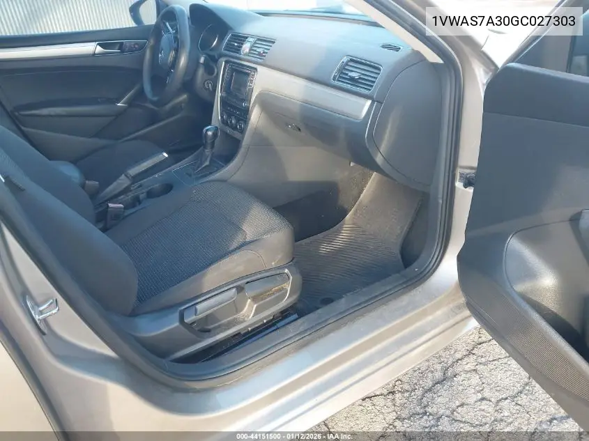 1VWAS7A30GC027303 2016 Volkswagen Passat 1.8T S