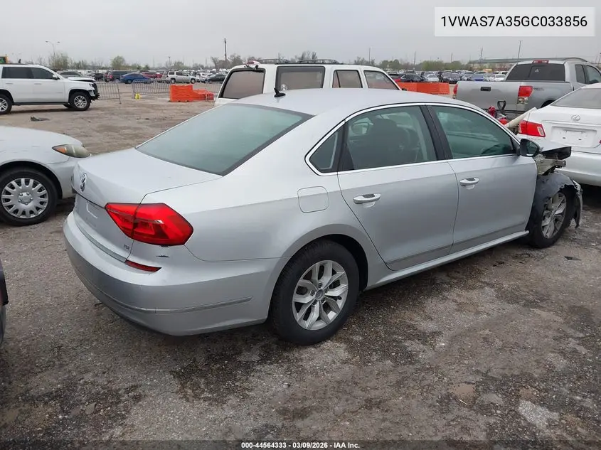 1VWAS7A35GC033856 2016 Volkswagen Passat 1.8T S